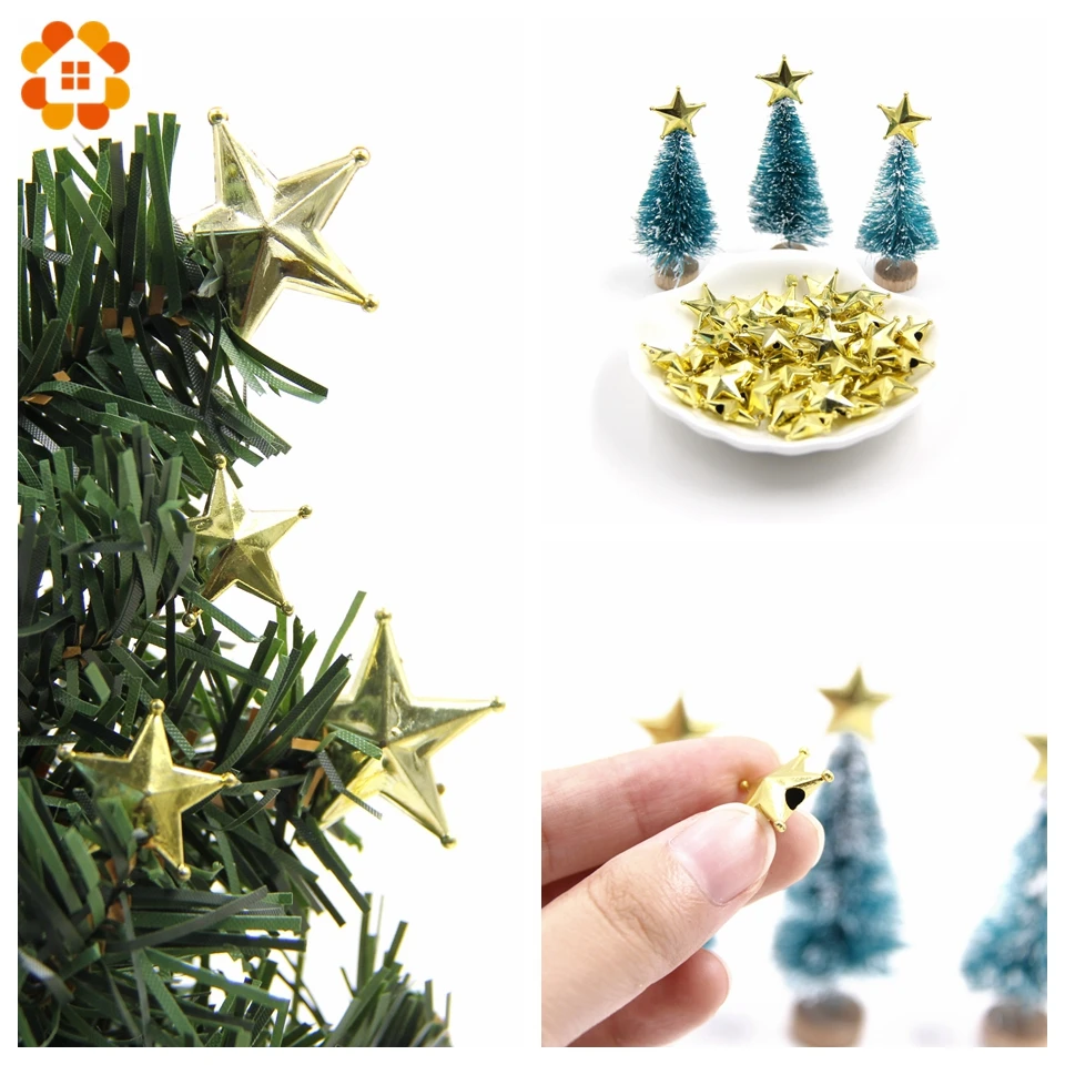 10PCS/Lot 2Sizes DIY Gold Star Topper Star Christmas Ornaments Xmas Tree Ornament Toppers DIY Craft Christmas Party Decorations