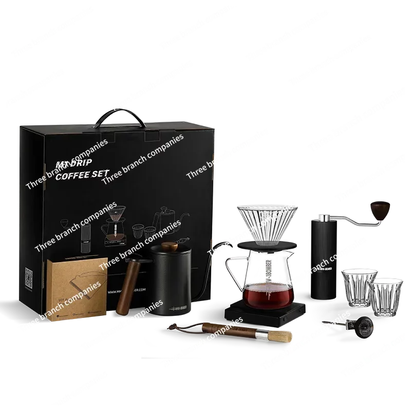 custom Popular indoor outdoor travel coffee bag manual coffee maker set with waterproof package 9pcs  Coffee Tea Sets