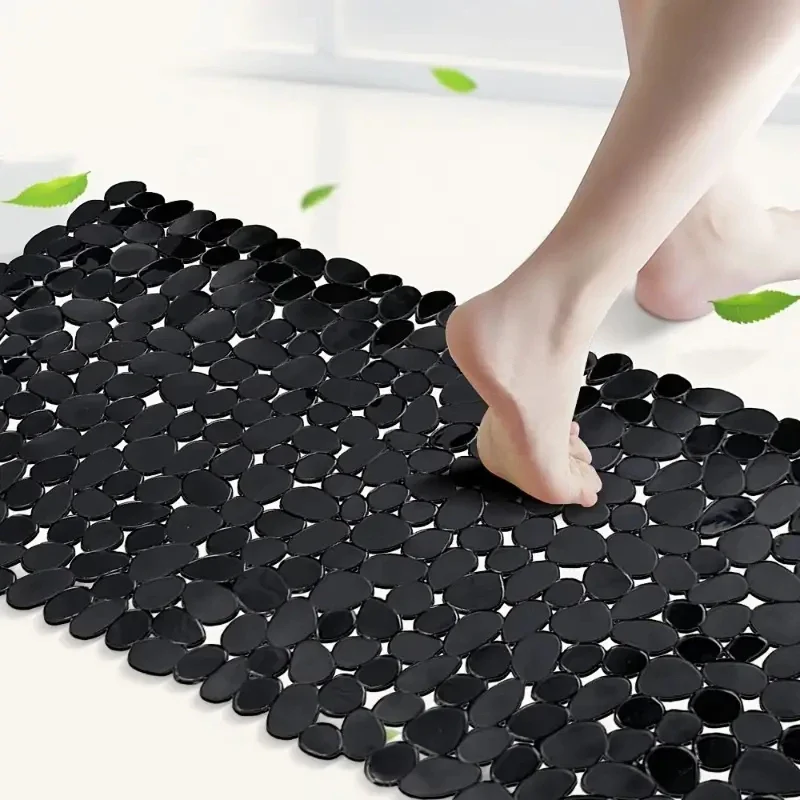 Alfombra de ducha antideslizante de guijarros con fuertes ventosas, alfombrilla de baño antideslizante de PVC de 36x69cm para decoración de baño, 1 ud.