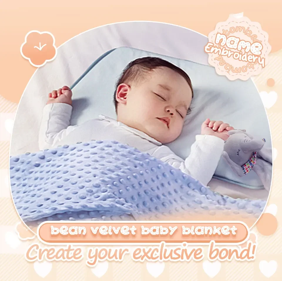 Personalisierte Neugeborenen-Babydecke mit Namen, Maßgefertigtes Dot-Minky-Kinderwagen-Pucktuch-Set, Sicherheitstuch, Babyparty-Geschenk für Jungen – Detail 9