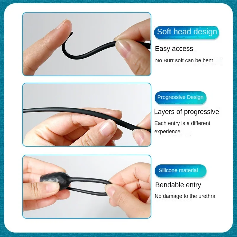 Male Penis Urethral Vibrator Catheter Penis Plug Ejaculation Delay Silicone Urethral Dilator Set Catheter Sex Toys for Men - Image 4