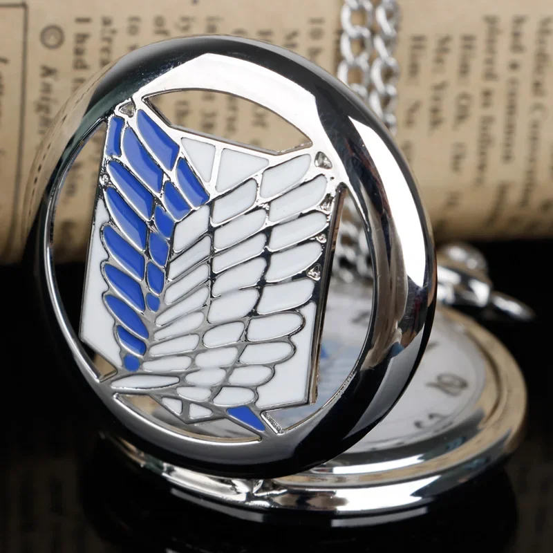 Klassisches, einzigartiges Design, Bronze, Attack on Titan Wings of Liberty, Clamshell-Quarzwerk, Taschenuhr, Geschenk, CF1025