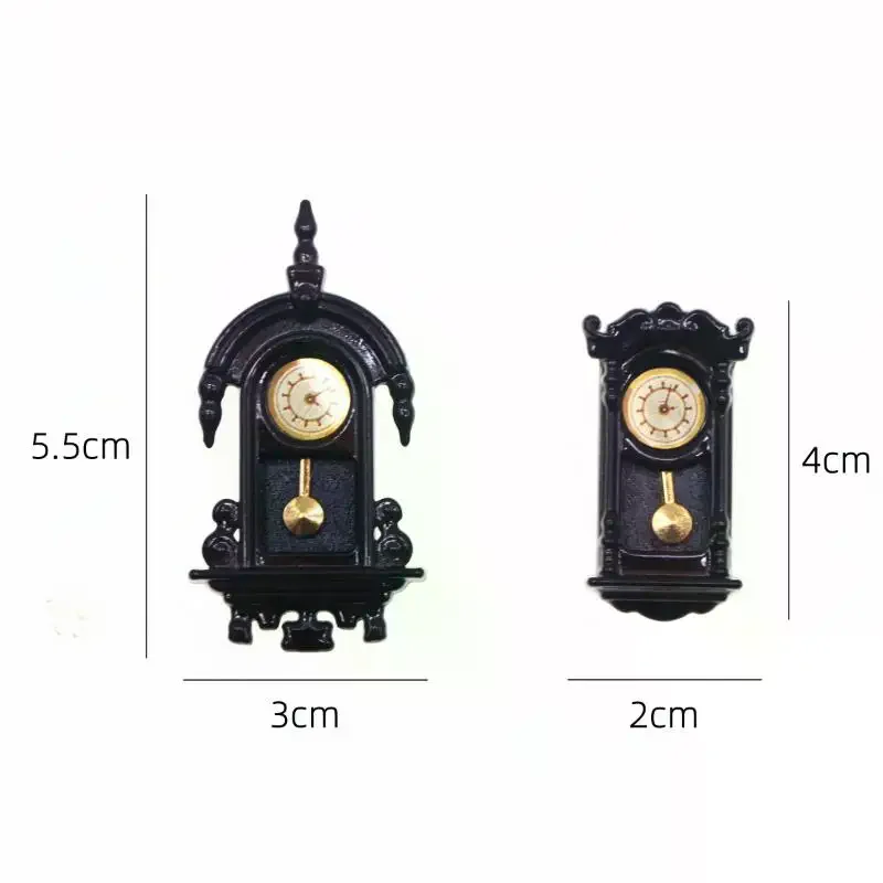 นาฬิกาติดผนังจำลองสไตล์วินเทจ ขนาด 1/12 สำหรับบ้านตุ๊กตา ของตกแต่งห้องนั่งเล่น ของเล่นบ้านตุ๊กตา อุปกรณ์ตกแต่งฉากจิ๋ว