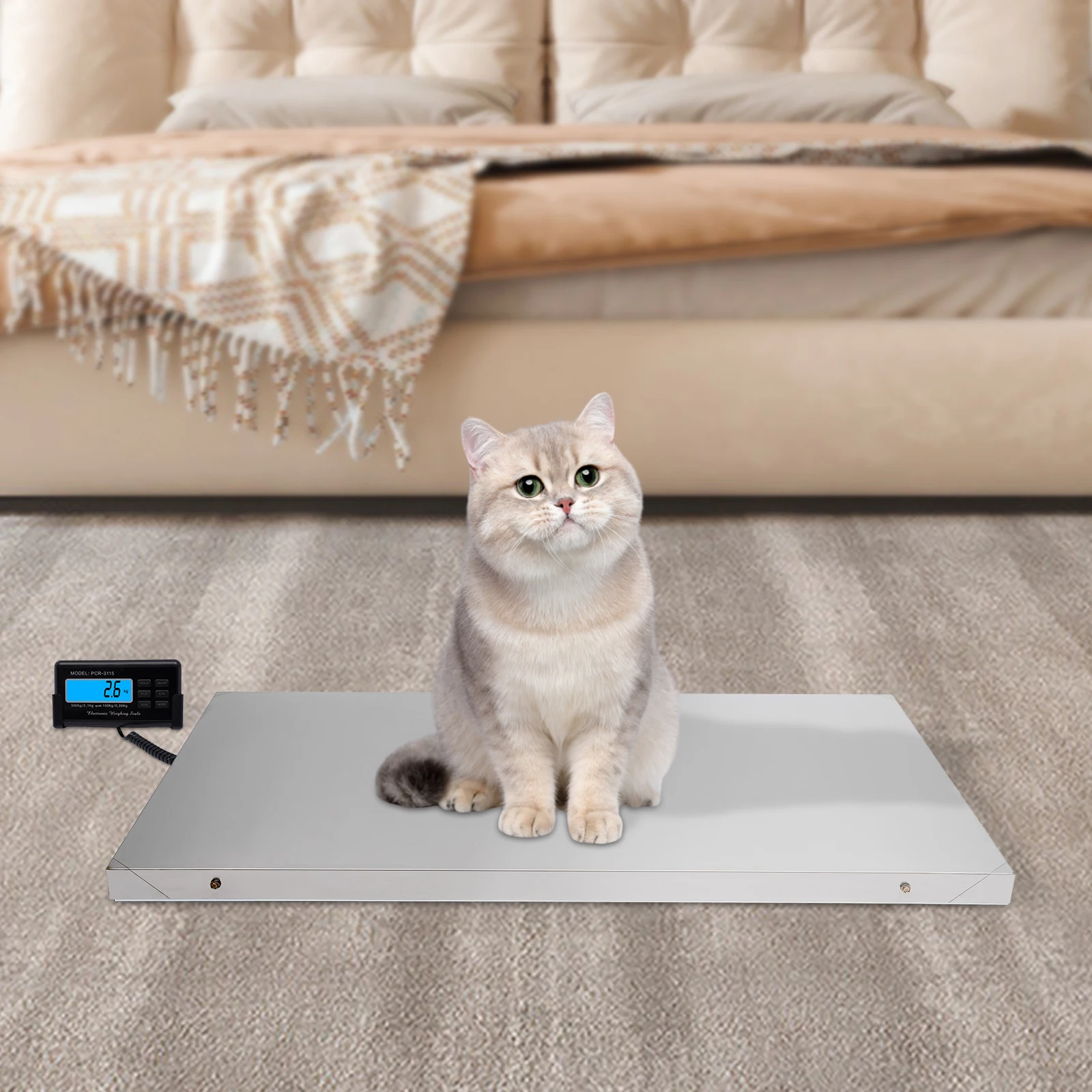 Digital Pet Scale – 300kg Capacity, Stainless Steel Platform, Waterproof, Dual Modes for Small and Large Animals