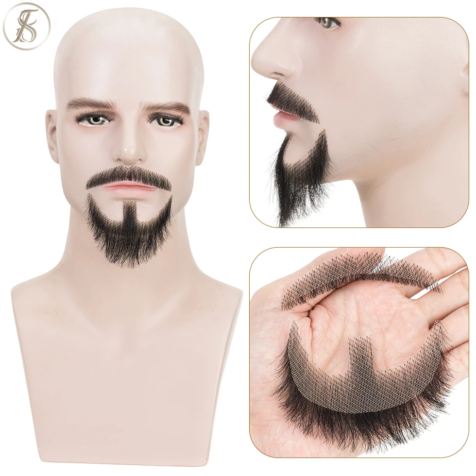 

TESS Men Beard Men Hair 0.5g Natural Hair Human Hand Single Knot Lace Hairpiece Male Replacement System Invisible Extensions