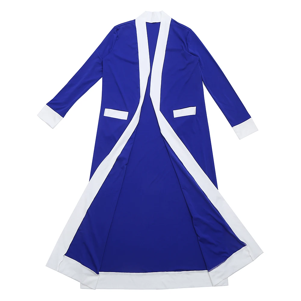 New Women Windbreaker Side Open Collar Loose-fitting Club Solid Color Royal Blue White Greek Letter ZETA Sorority Beta Coat