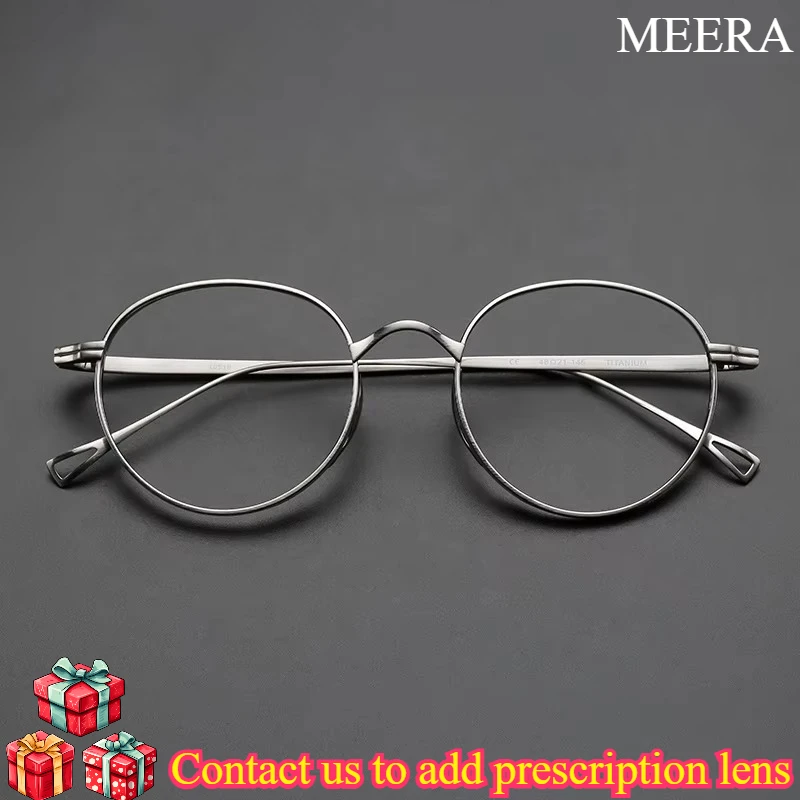 

10518 Ultra Light Pure Titanium Frame Japanese Vintage Distressed Oval for Male and women design