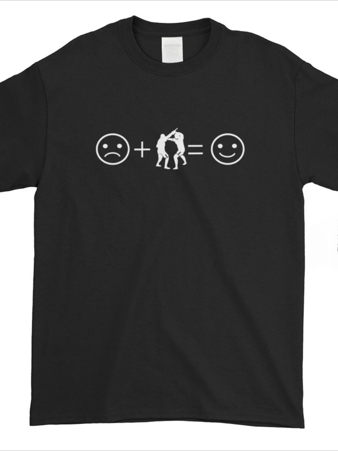Krav Maga Graphic with joyful&Frown Equation Design-100% cotton summer O-neck short sleeve casual printed men's T-shirt.