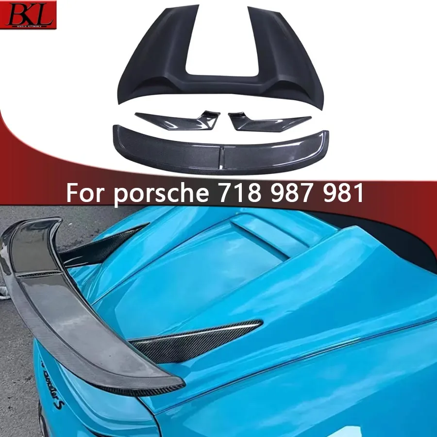 For Porsche 718  982 Cayman Boxster 987 981 Hump Style Carbon Fiber Tail fins Rear Trunk Spoiler Guide Wing Rear Wing body kit 