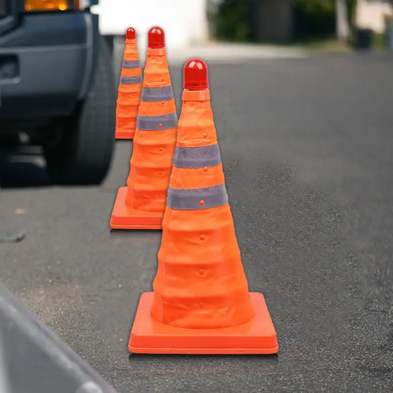 

Traffic Cones Heavy Duty Orange Reflective Collars Collapsible Driveway Road Traffic Control Cones 18 Inch for Traffic Control