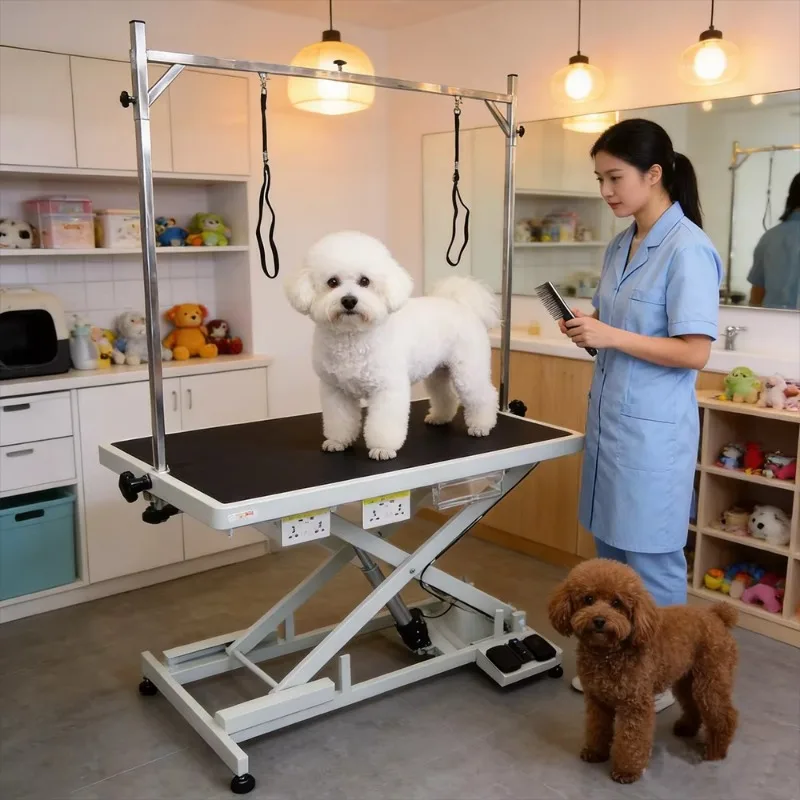 

Height Adjustable Foldable Dog Grooming Electric Table for Dogs with Various Sizes and Security protection