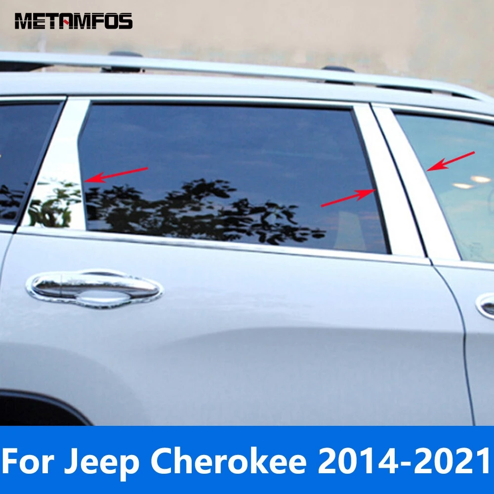 

Для Jeep Cherokee 2014-2019 2020 2021 оконный центр B C столбик крышка отделка из нержавеющей стали внешние аксессуары Стайлинг автомобиля