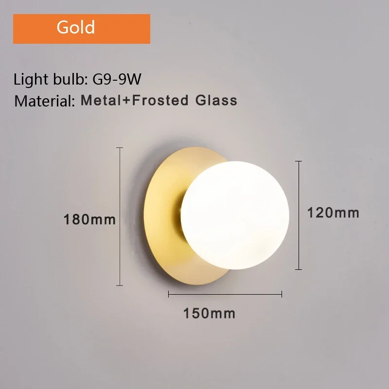 Nordic Glass Ball Wall Lamp for Bedroom Stairs Indoor LED Wall Light Sconce for Home Bedroom Ceiling Corridor Lamp Fixtures