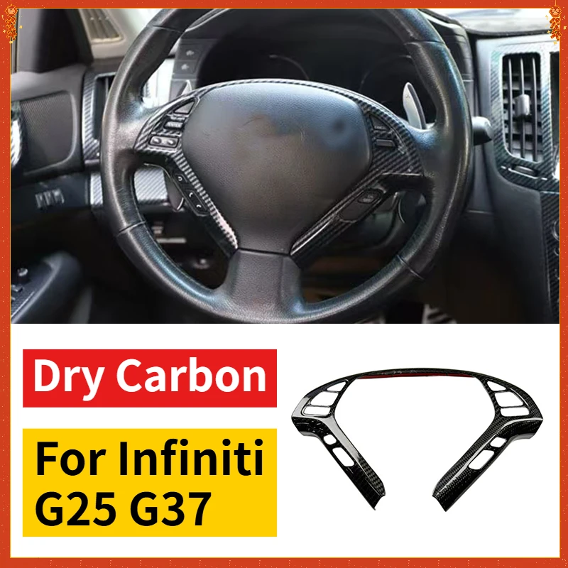 

Для Infiniti G25 G37 настоящее сухое углеродное волокно 07-2013 украшение интерьера рулевое колесо кнопка отделка рамка модификация аксессуары