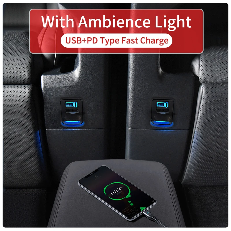 2015-2021 For Toyota Alphard Vellfire 30 Series Seat USB Charger PD Type C Fast Charger Dual Interface Modification Accessories