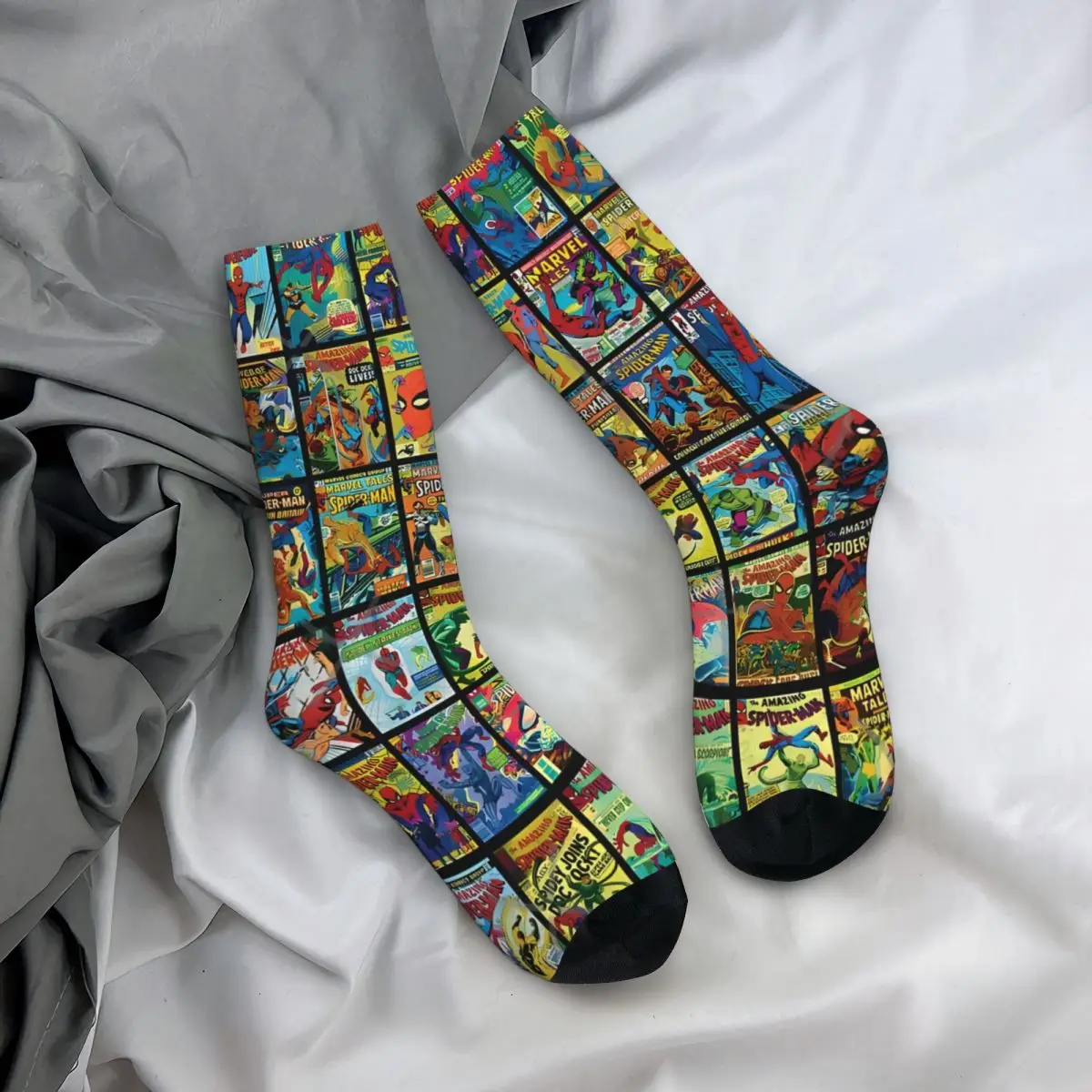 Vintage Collection Pattern Superhero Boom Comic Book Unisex Winter Socks Running Happy Socks street style Crazy Sock