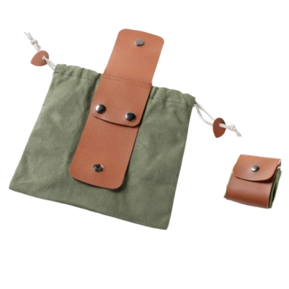 

Складная холщовая сумка для хранения из искусственной кожи, вощеная парусиновая сумка для сбора на открытом воздухе, прочный инструмент для застежки на шнурке, поясная сумка для кемпинга