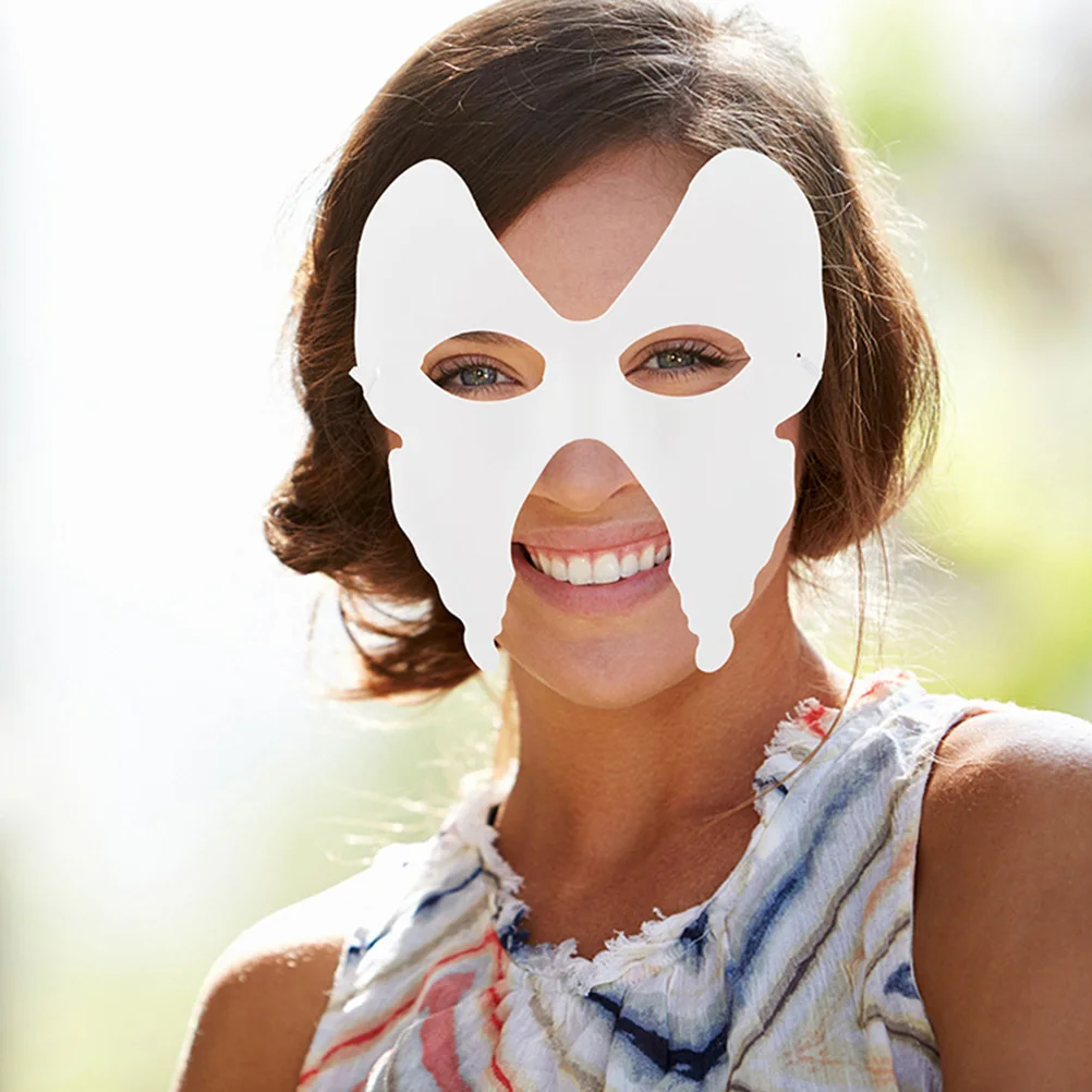 10pcs DIY Hand Painted Butterfly Masks Blank White Mask for Painting Pulp Masquerade Prop Cosplay Accessories Halloween Decor