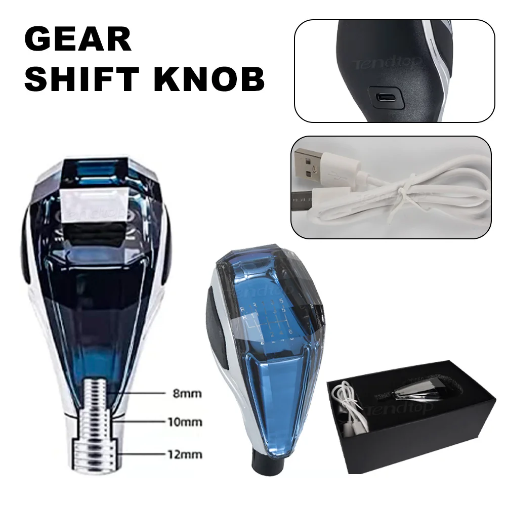 1pc LED Crystal Gear Shift Knob for Lada Toyota Renault Honda VW SEAT SKODA 8 10 12MM Thread Handle Shift Knob