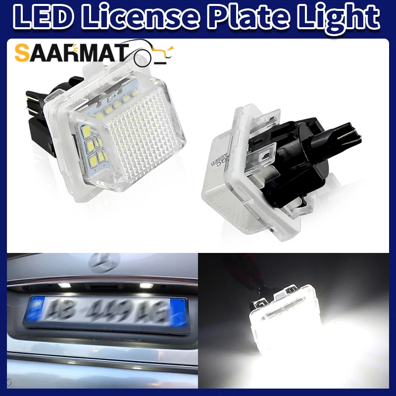 2PCS Canbus Error Free LED License Number Plate Light 18-SMD for Mercedes W204 W212 C207 C216 W221 W216 C E S CL Class Rear Lamp
