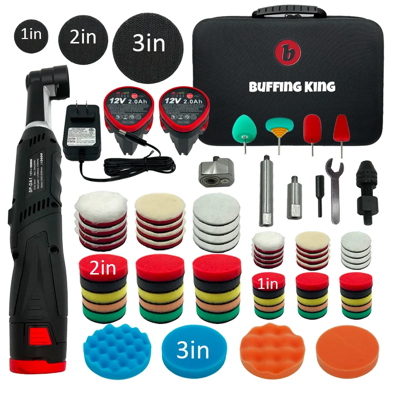 Polisher Gift Set 2*12v2000mAh Lithium Batteries Cordless DA/RO Mini Auto Buffer Polisher Set Wireless Car Detailing Machine