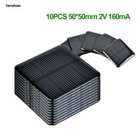 10PCS 2V 160mA 50*50MM Solar Panels DIY For Battery Cell Phone Chargers Monocrystalline Silicon Module For Camping Lawn Lamp