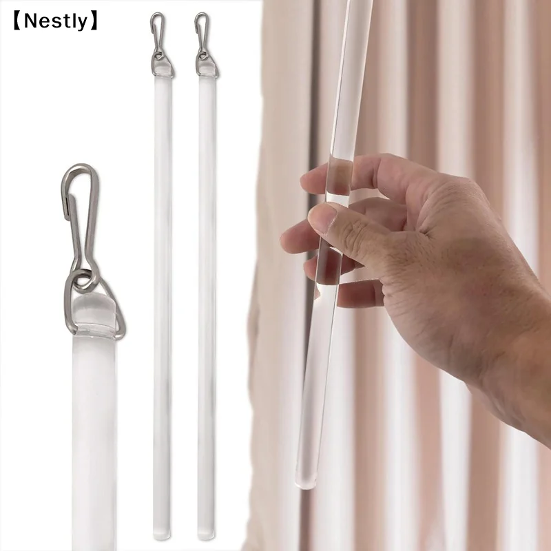 2Pieces Curtain Pull Wand 17Inch Clear Set For Drapery Opening And Closing Rod Curtain Accessories Set〔Nest〕