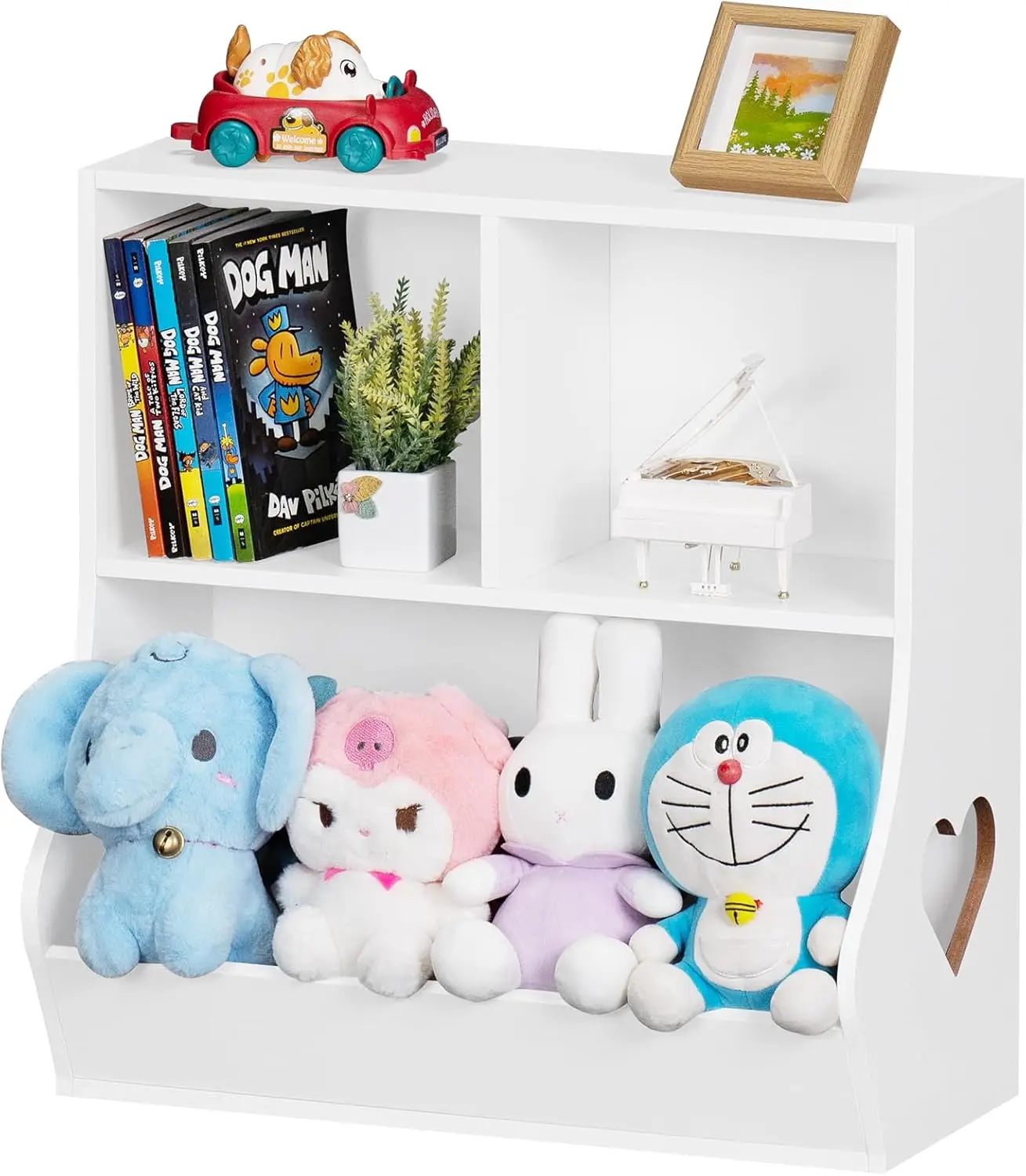 

Wooden Kids Bookcase with 3 Cubby Storage, White Toddler Bookshelf for Playroom and Nursery, 23.62'' H