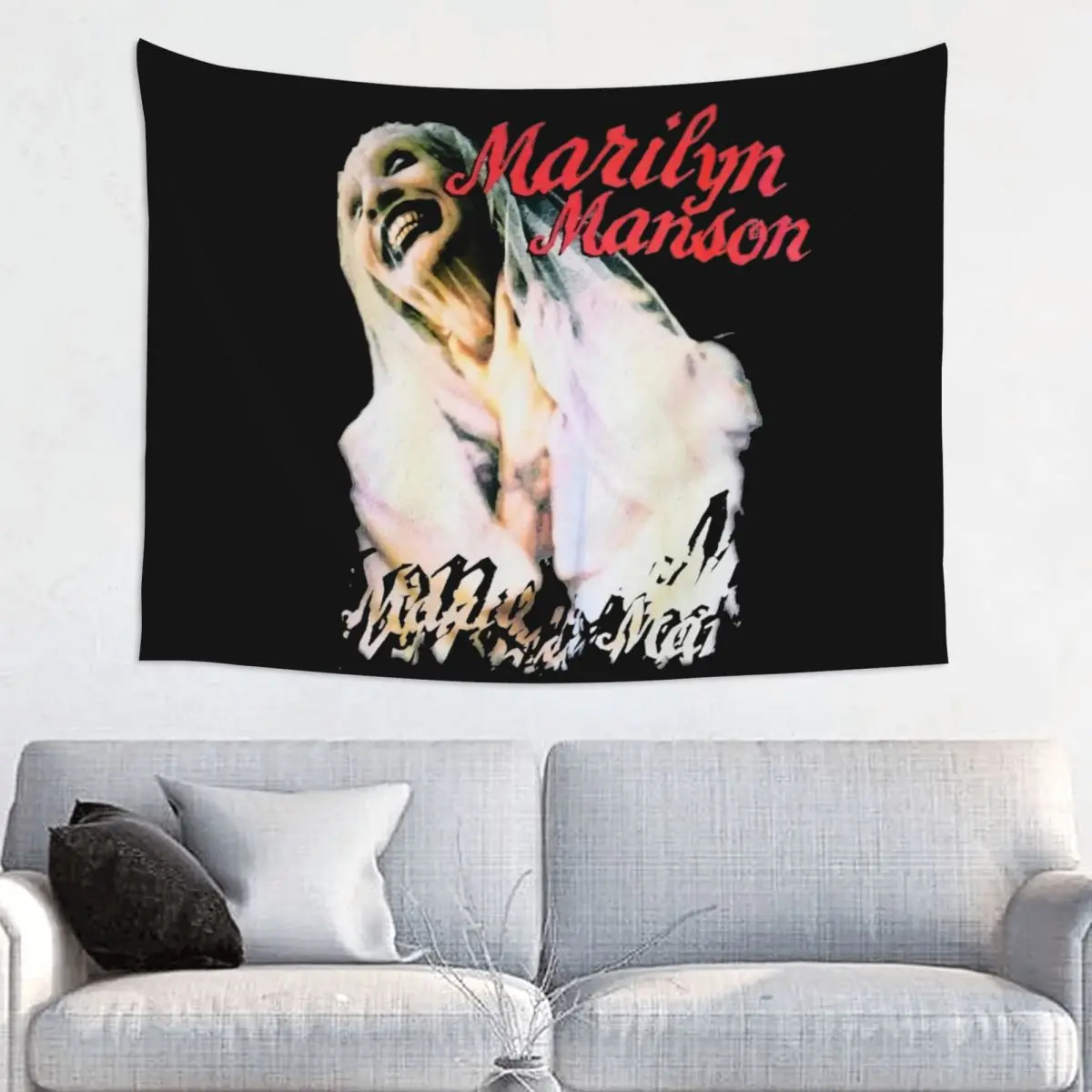 Rock Marilyn Manson Tapestry Wall Hanging Hippie Fabric Wall Tapestry Industrial Metal Music Decoration Wall Decor Yoga Mat