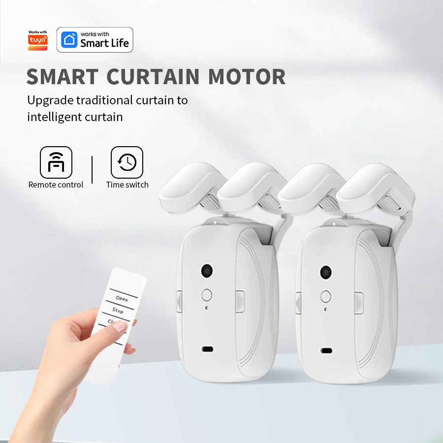 Tuya Smart For Home Curtain Opener Electronic Rome T/U Track Curtain Motor Robot Remote Button Control Automatic Curtain Opener