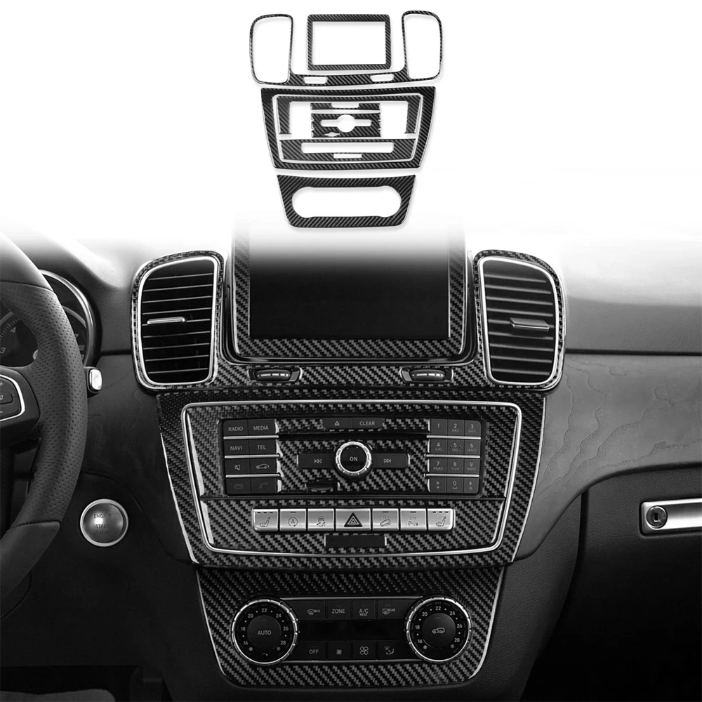 28Pcs Real Carbon Fiber Full Interior Central Console Dashboard Trim Kits For Benz GLE GLS W166 X166 2016 2017 2018 2019 view 4