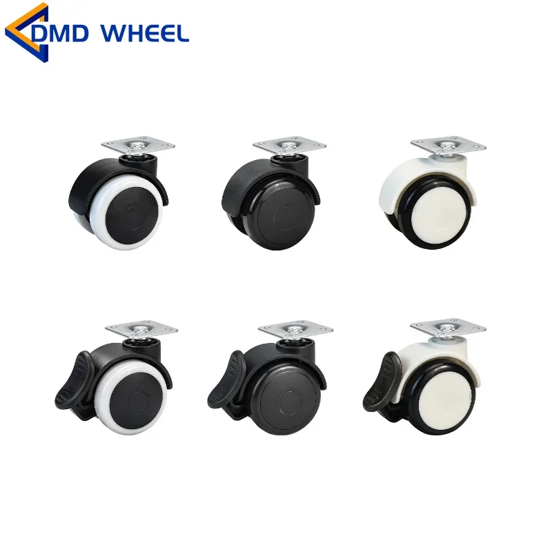 4 Pcs/Lot 2 Inch Flat PU Silent Universal Wheel Bedside Table Showcase Mobile Coffee Caster Swivel Brake Free Screws