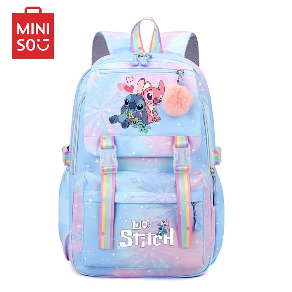 

MINISO Lilo And Stitch Women's Backpack Boys Girls Bookbag Bag Student Teenager Children Knapsack Schoolbag Rucksack Mochila