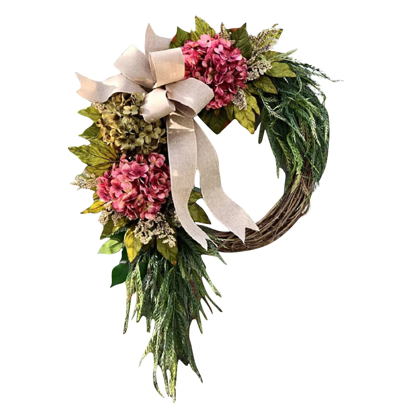 Artificial Spring Summer Hydrangea Decoration Wreaths with Flowers Branch for Front Door All Seasons Farmhouse Home New