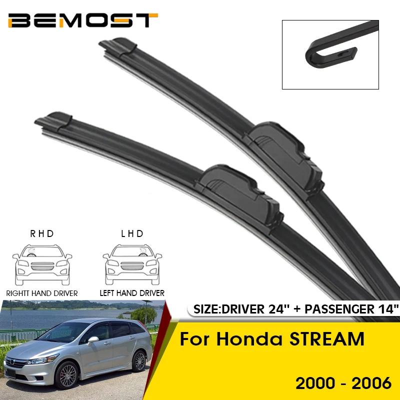 

Автомобильные щетки стеклоочистителя для Honda STREAM 2000-2006, лобовое стекло, передние стеклоочистители, 24 + 14 дюймов, автомобильные аксессуары