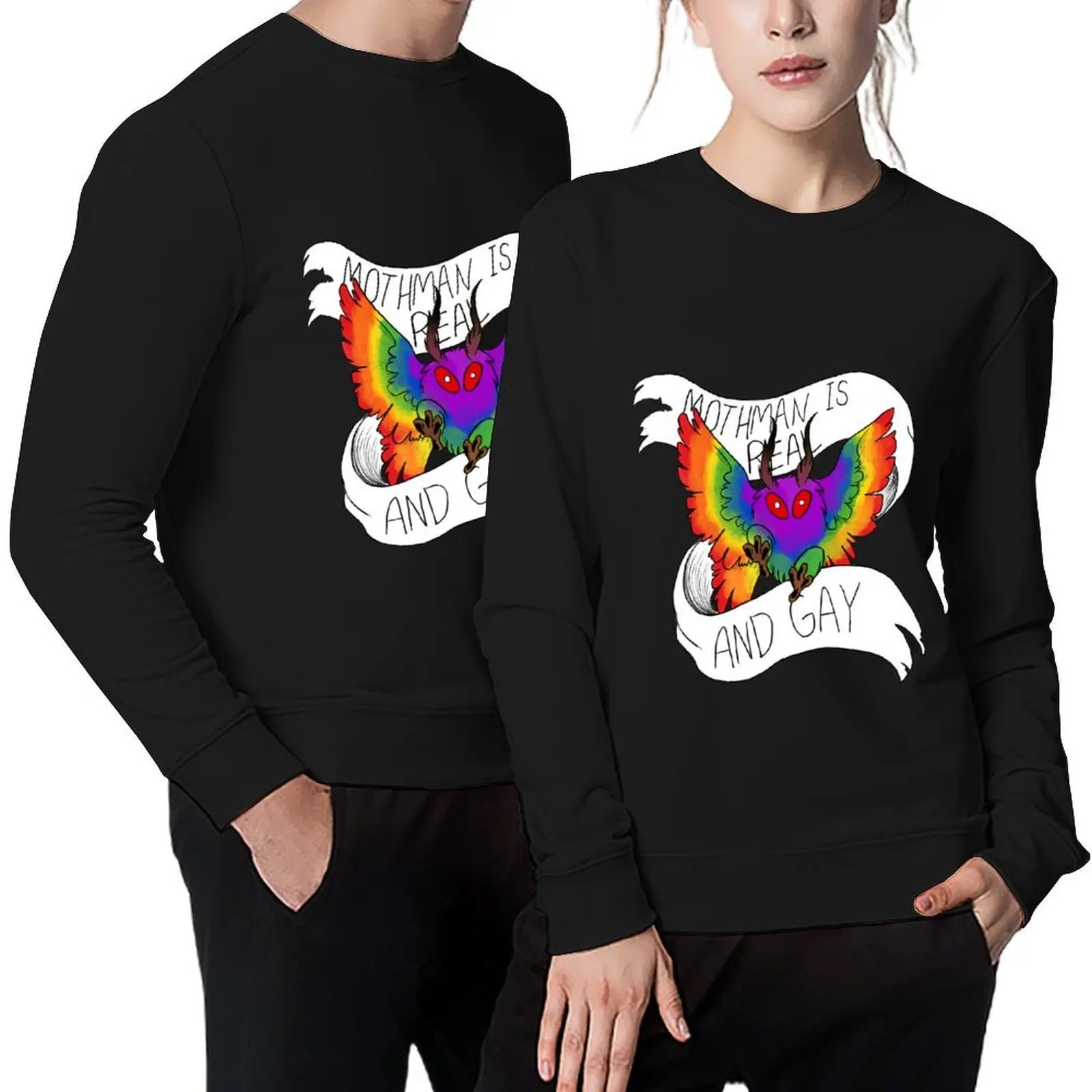 Mothman is Gay Pullover aesthetic clothing men's sweat-shirt men's clothes men wear sweatshirts for men