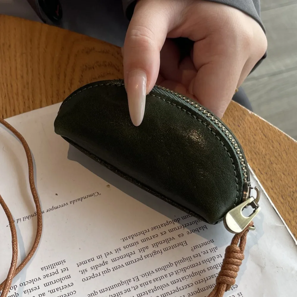 محفظة عملات معدنية من جلد البقر بطبقة علوية، حقيبة معلقة صغيرة للديكور اليومي متعددة الاستخدامات، حقيبة مفاتيح أحمر الشفاه متعددة الوظائف بسيطة #6