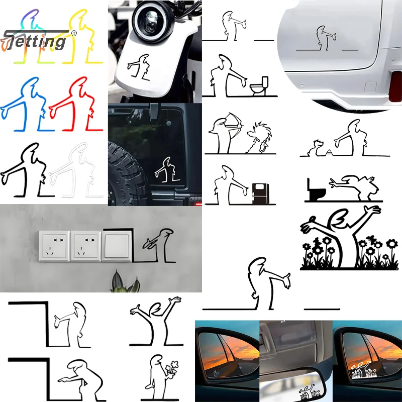 

Minimalist Switch Sticker Cartoon Character Power Switch Decal Line Drawing Design Wall Decor For Home Office Cafe Interiors