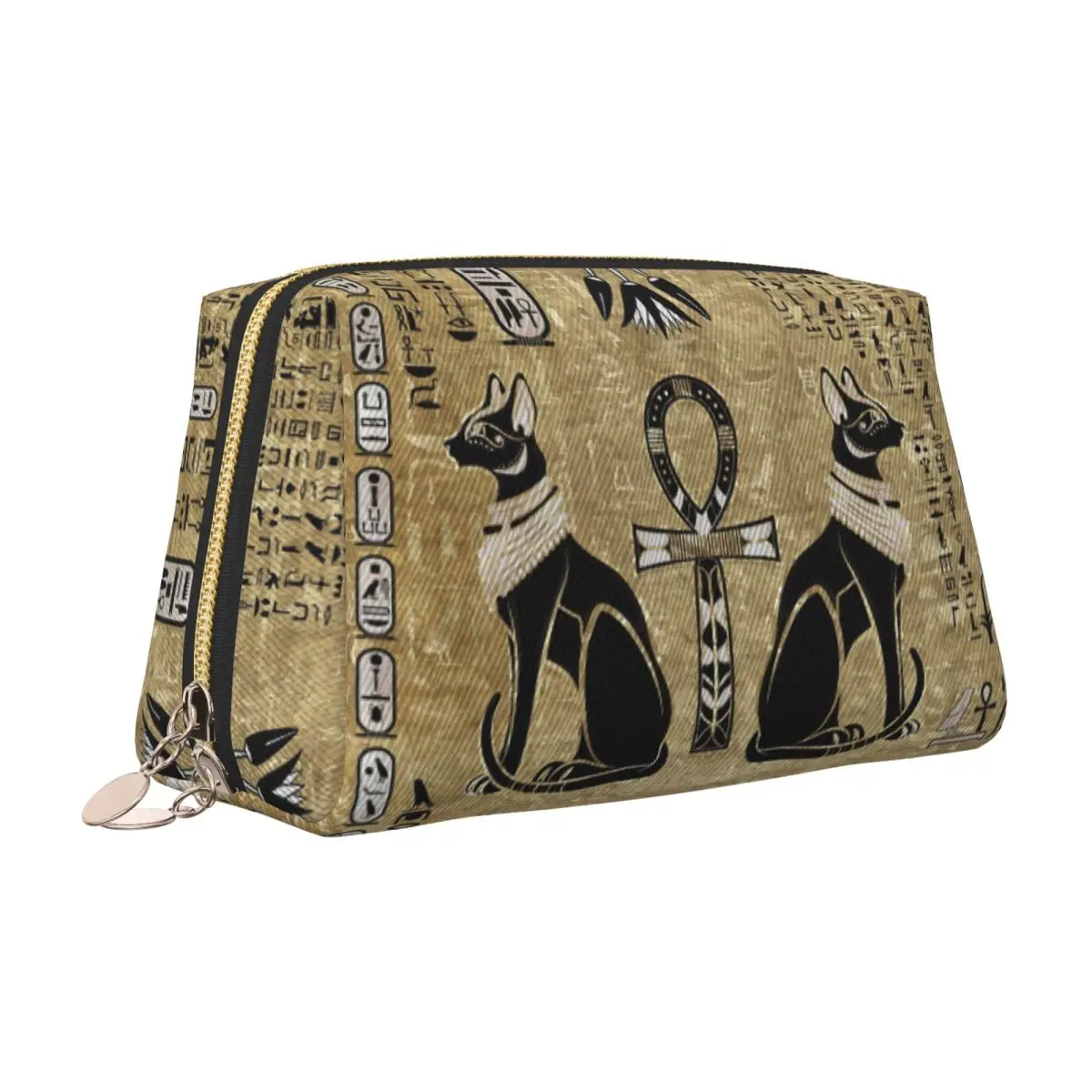 الصليب المصري عنخ حقيبة أدوات الزينة Kawaii مصر القديمة الهيروغليفية ماكياج منظم أدوات التجميل النساء الجمال تخزين Dopp عدة #4