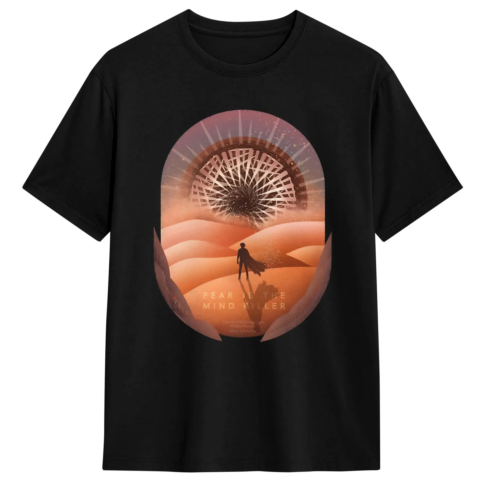 Dune Fear is the mind killer T Shirt Summer  100% Cotton T Shirts For Men Casual Tee Shirt Short Sleeves Vintage Clothes