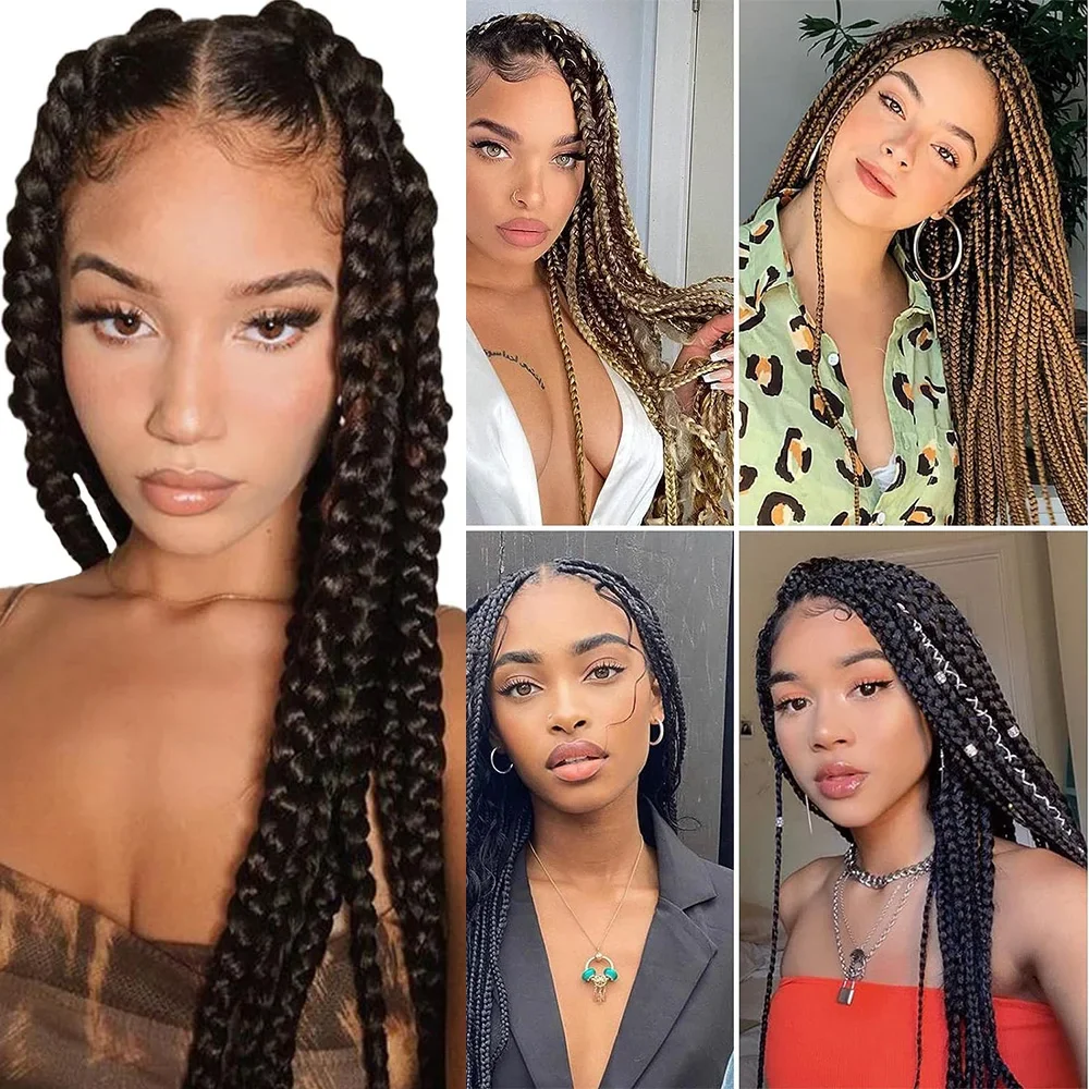 Natural Color 11 Strand Braid Lace Wigs Cornrow Box Braids Wig with Baby Hair for Black Women Glueless Syntheti Afro Braided Wig