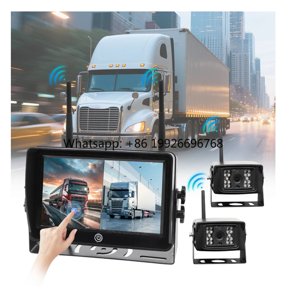 

Wireless Truck Camera System Heavy Duty Backup Camera Kit 1080P AHD DVR IP69K Waterproof Touch Screen Night Vision