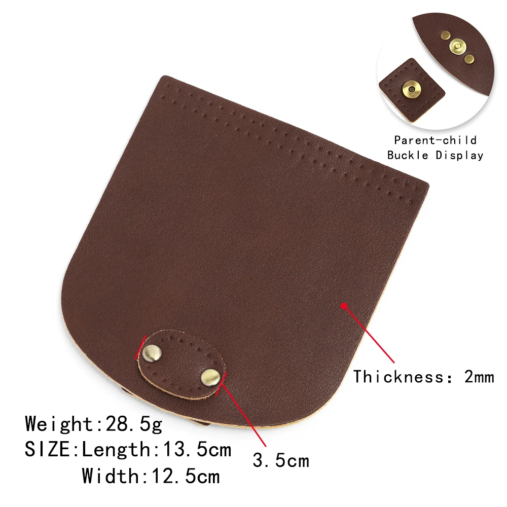 Bag Flip Cover Leather Replacement with Lock Buckle for DIY Handmade Handbag Purse Shoulder Bags Making Accessories Coffee Black