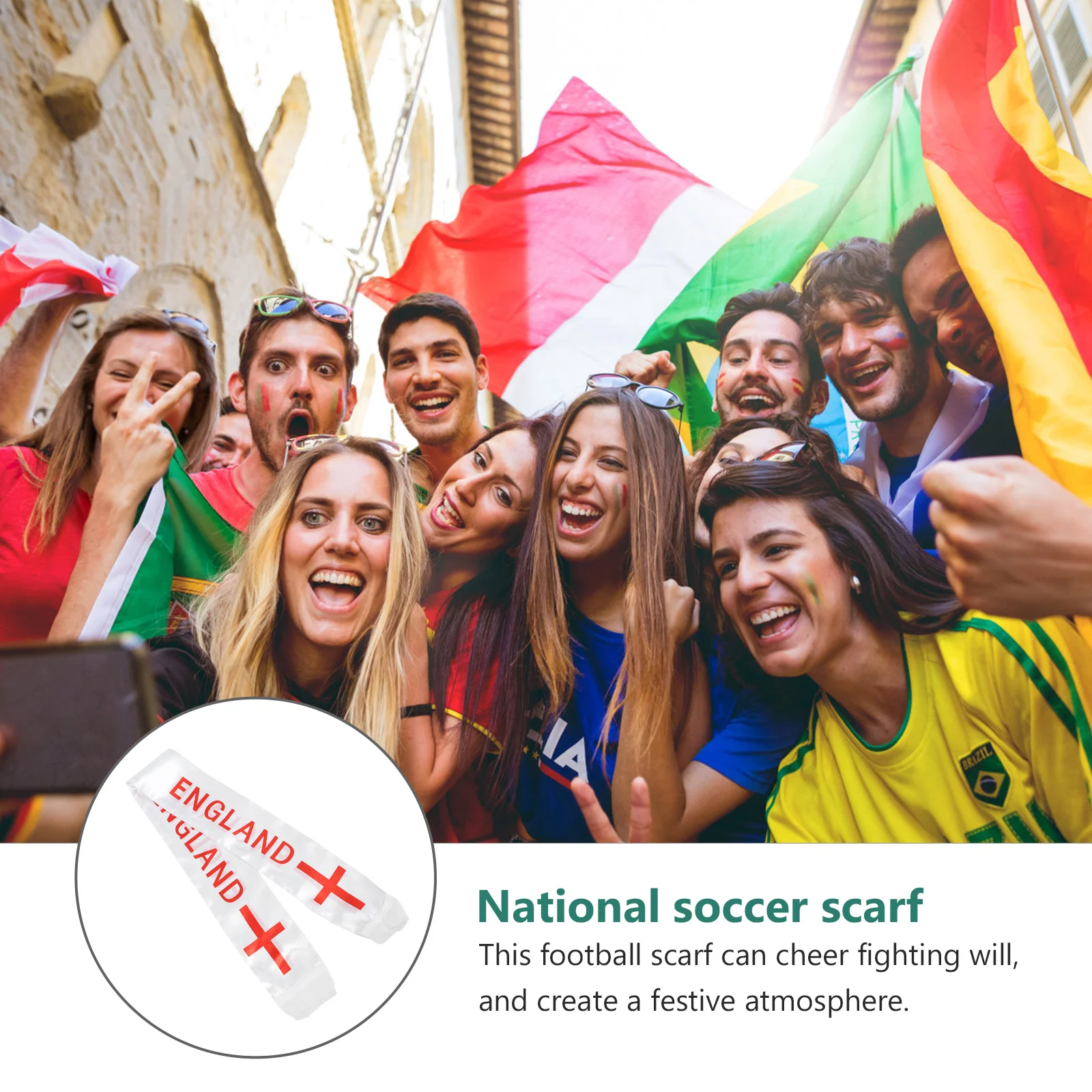 

2Pcs Football Fans Scarf Satin Material One Size Soccer Fan Scarf Festival Party Soccer Game Cheering Accessories