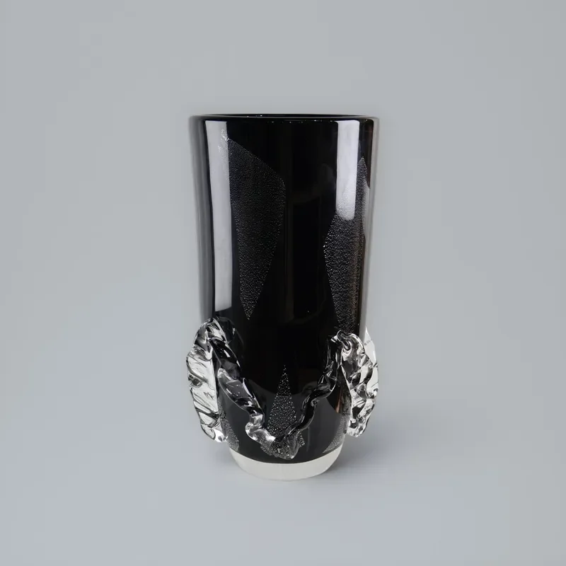 Modern Black Silver Foil Glazed Ceramic Vase Minimalist Home Decor for Living Room Entrance Bar Tea Table Centerpiece