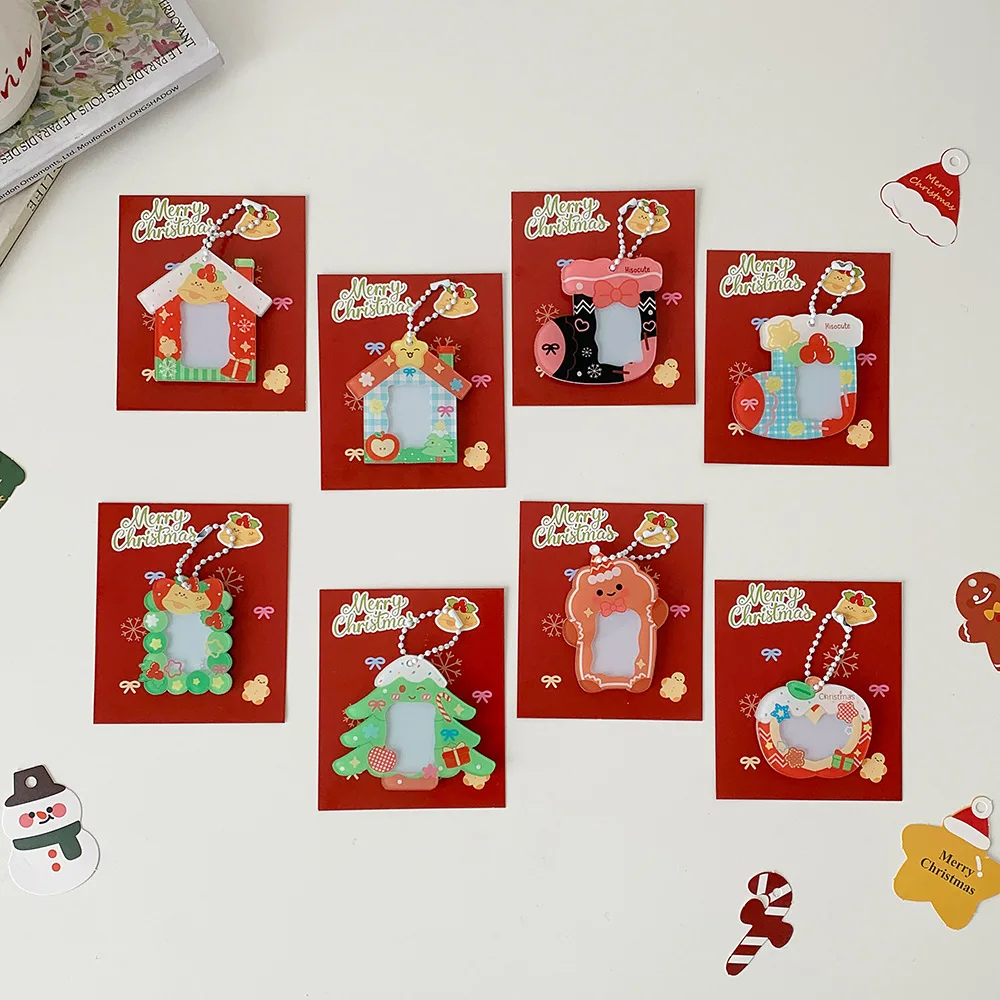 عيد الميلاد 1 بوصة إطار صور المفاتيح الاكريليك المعبود صور حامل بطاقة طالب Kpop المعبود صور المنظم حقيبة معلقة قلادة #1