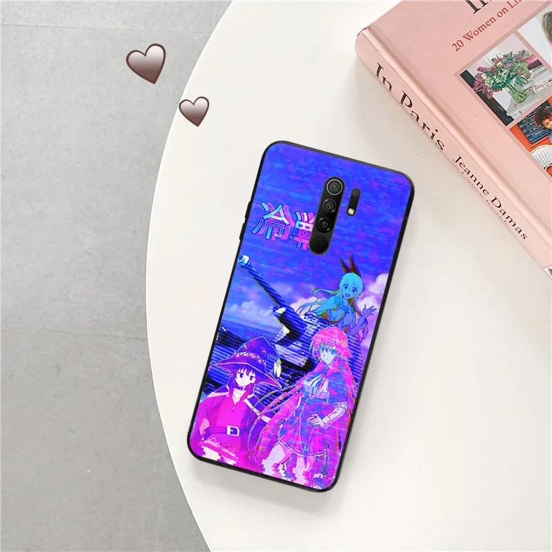 Phone Case for Redmi A2 A1 K60 K50 K40 9T 9C 9A 9I Note 9 S 8T 8 7 Xiaomi CC9Pro Vaporwave Girl Anime Soft Black Anti-Drop Cover