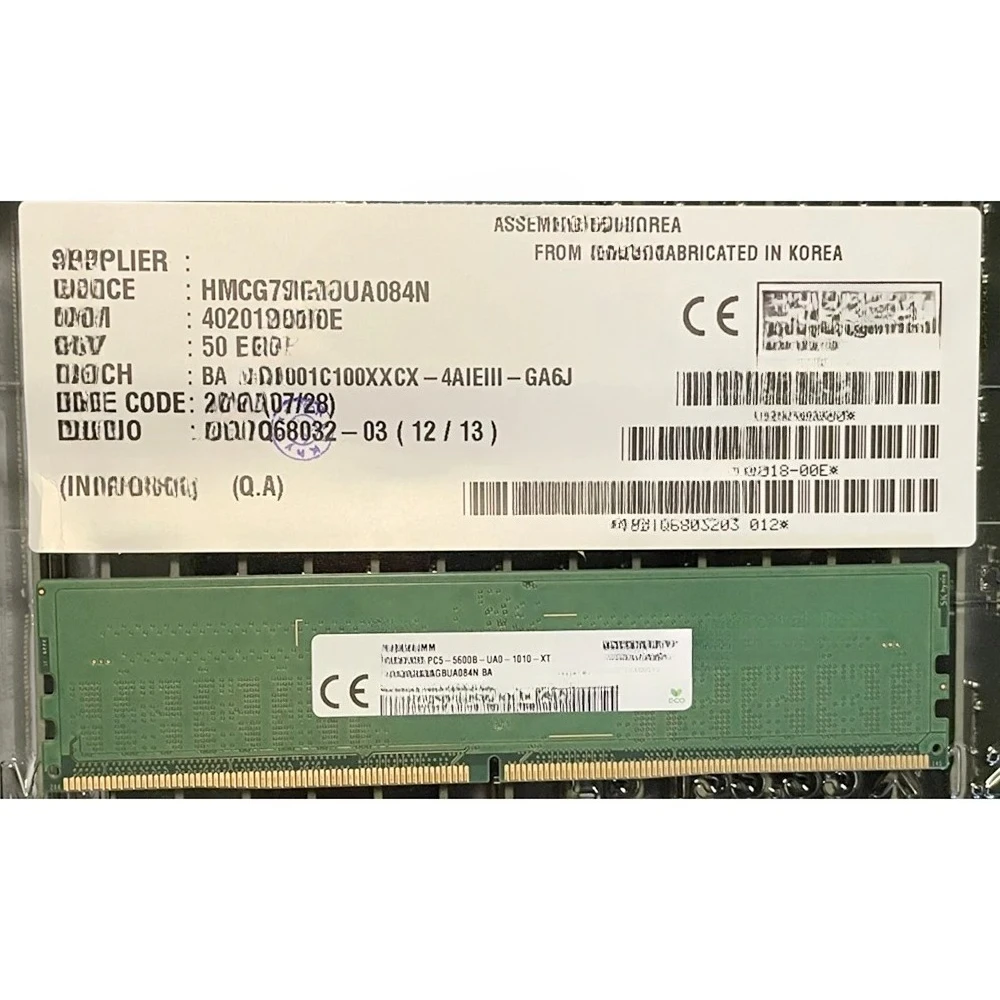 1 Pcs 16GB For SK Hynix RAM 16G 1RX8 PC5 5600B DDR5 5600 Desktop Memory HMCG78AGBUA084N
