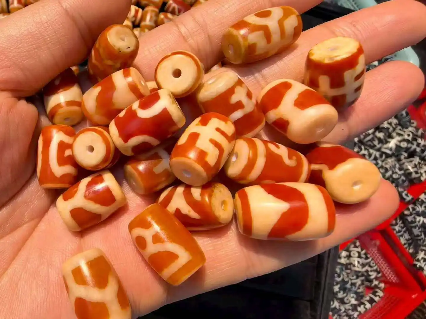 50pcs/lot Special Offer Natural Agate Dzi Barrel Beads Wholesale Taiwanese Craft Weathered Patina Loose Beads
