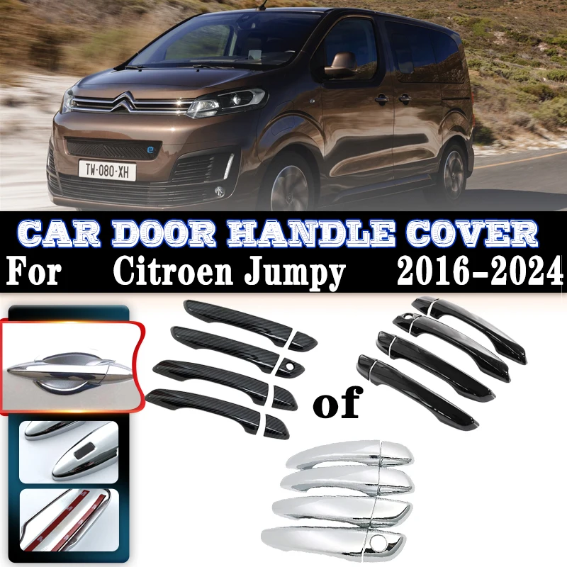 For Citroen Jumpy 2019 Accessories 2016~2024 Peugeot Expert Car Door Handles Cover Exterior Scratch Protective Decor Accessories